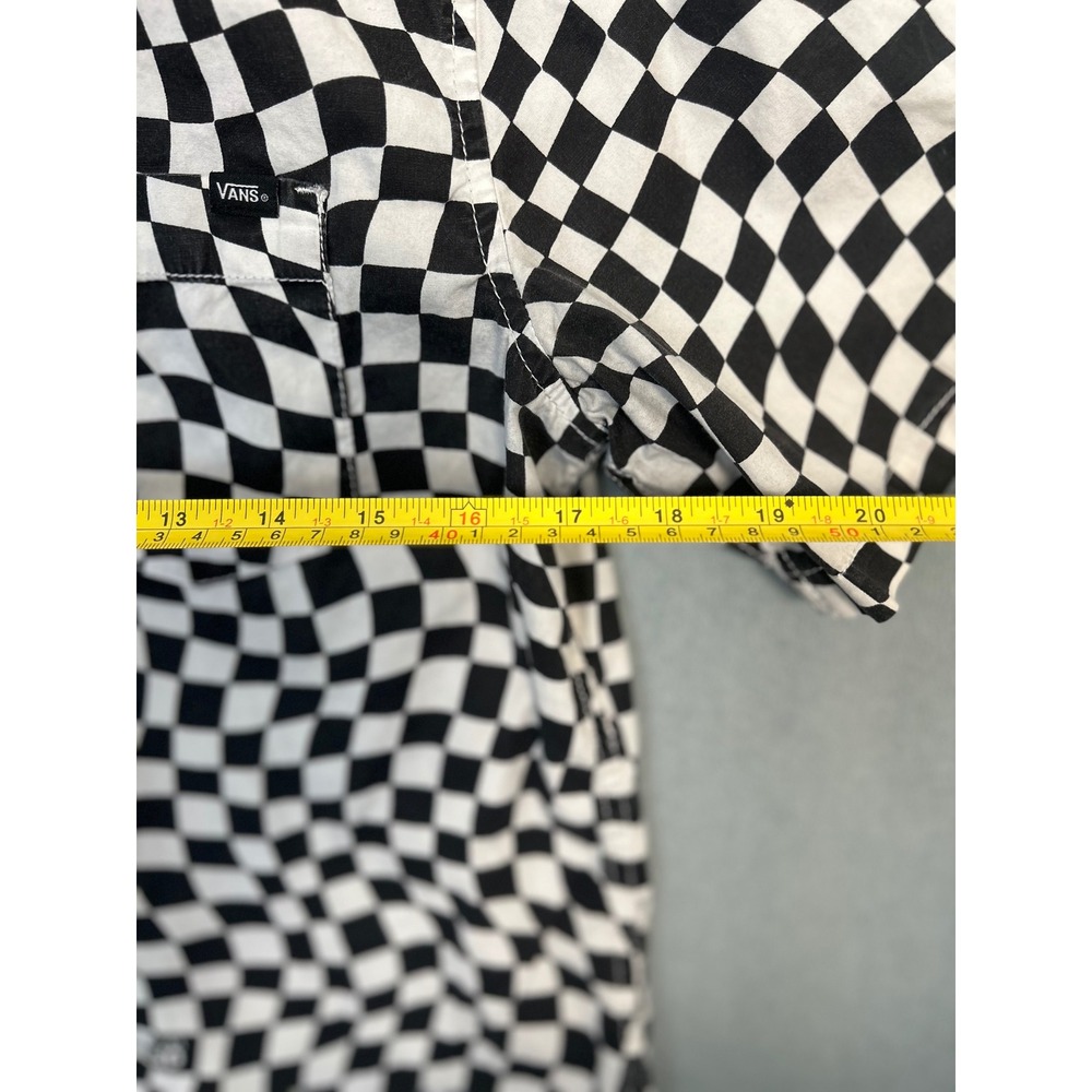 Vans Boys Short Sleeve Button Down Shirt Warped Checkerboard Cotton Black XL - Picture 4 of 9